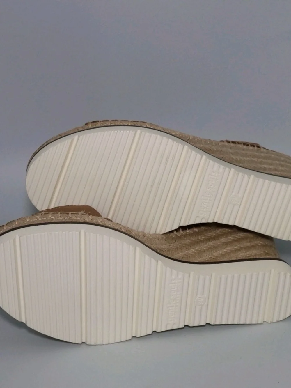 Gentle Souls Elyssa Two-Band Braided Wedge Sandals, Mushroom, Size 9 (GSS2066SU)